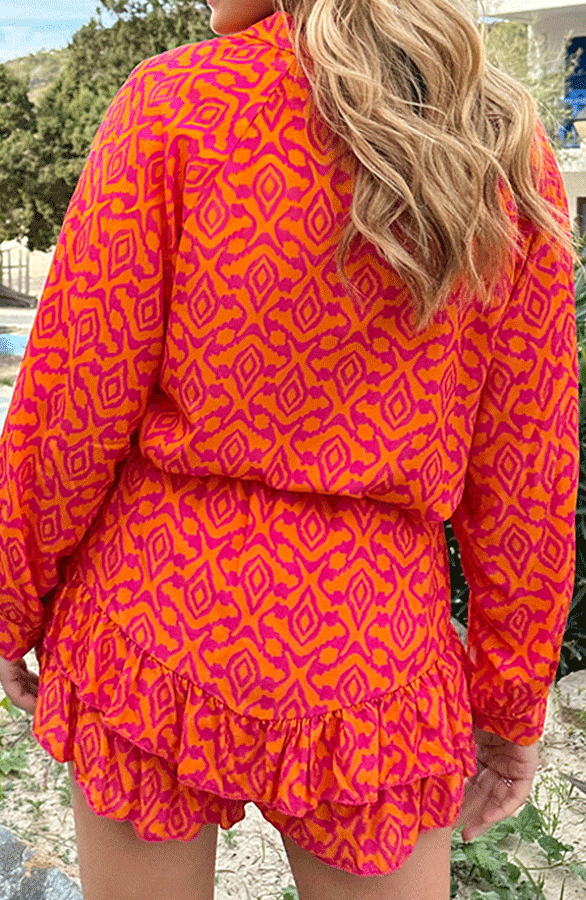 Aztec Print Blouse Julia Fuchsia Oranje – shoparchief — foto 5