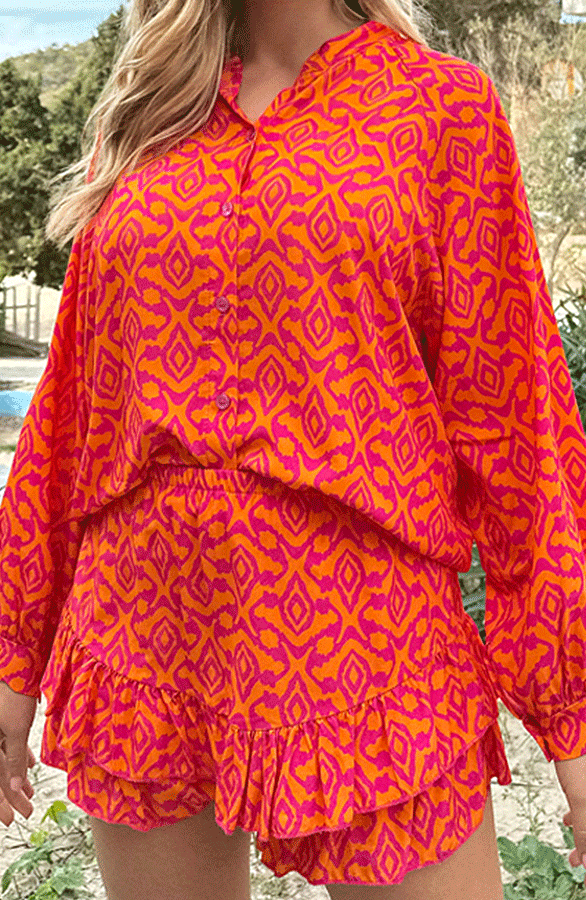 Aztec Print Blouse Julia Fuchsia Oranje – shoparchief — foto 3