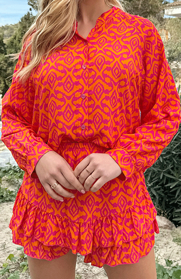 Aztec Print Blouse Julia Fuchsia Oranje – shoparchief — foto 4