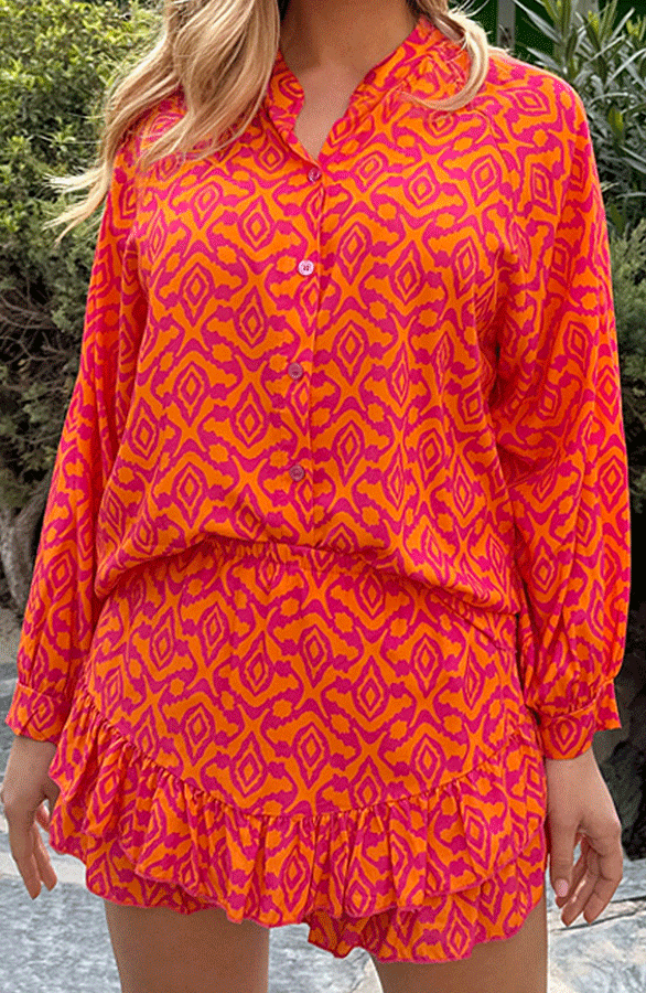 Aztec Print Blouse Julia Fuchsia Oranje – shoparchief — foto 2
