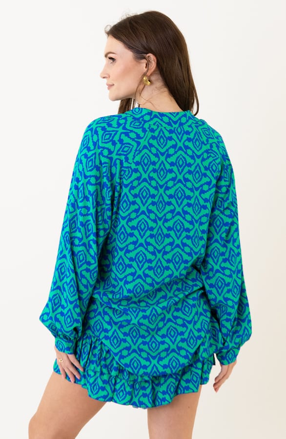 Aztec Print Blouse Julia Kobalt Groen – shoparchief — foto 2