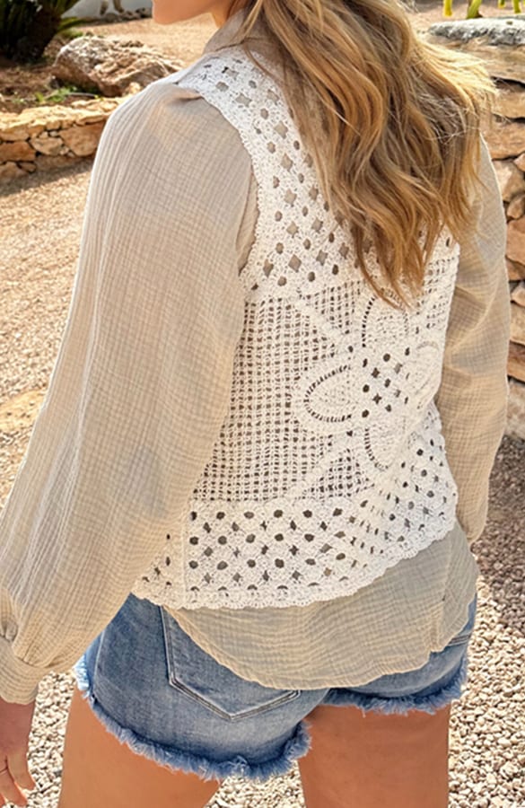 Bohemian Gehaakt Detailed Gilet Lina Wit – shoparchief — foto 2