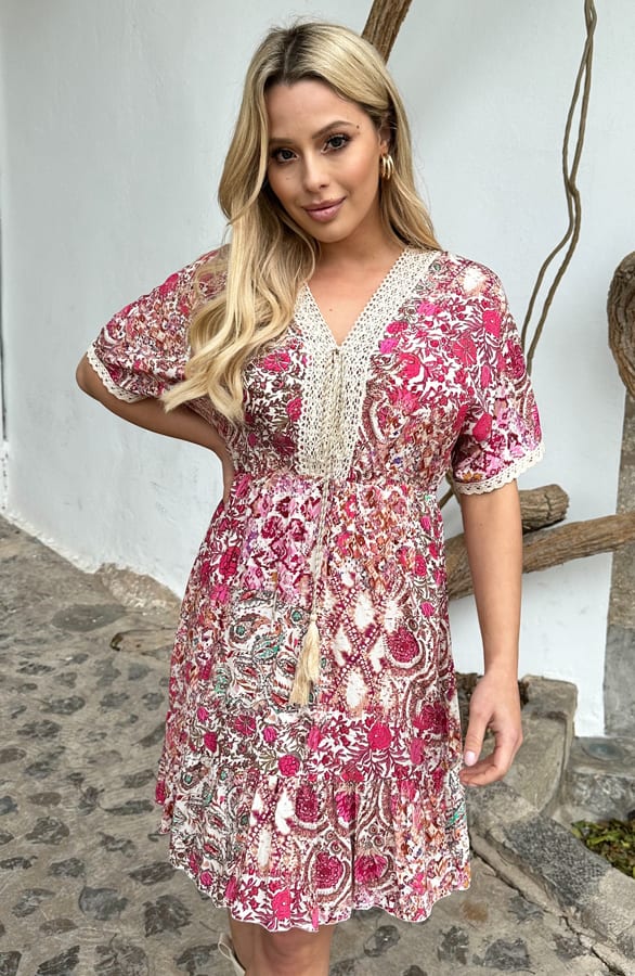Bohemian Jurk Tess Fuchsia – shoparchief — foto 5