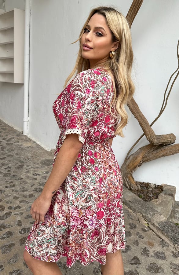 Bohemian Jurk Tess Fuchsia – shoparchief — foto 7