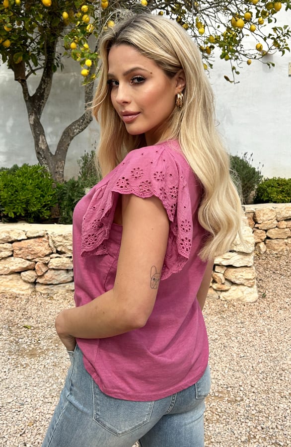 Broderie Detailed Top Leya Dust Roze – shoparchief — foto 4