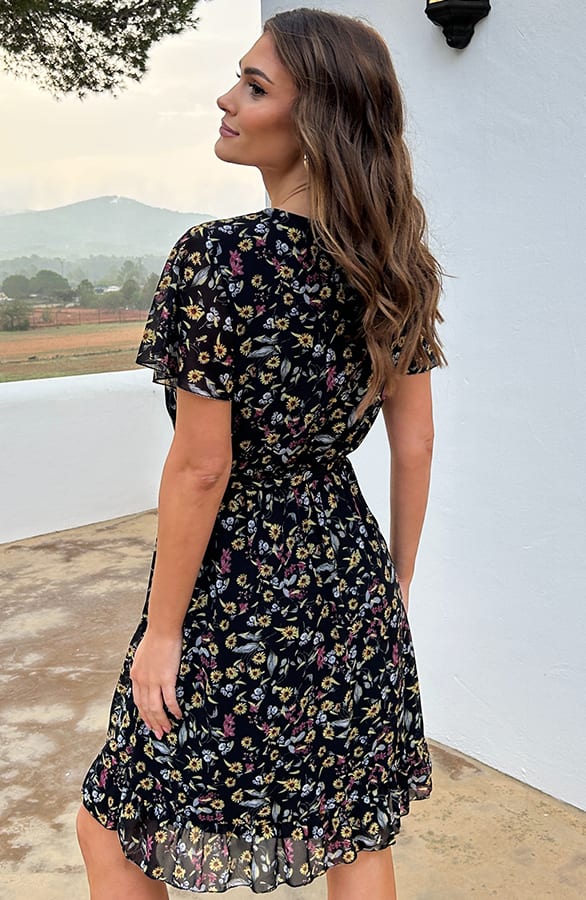 Flower Print Jurk Jasmine Zwart – shoparchief — foto 2