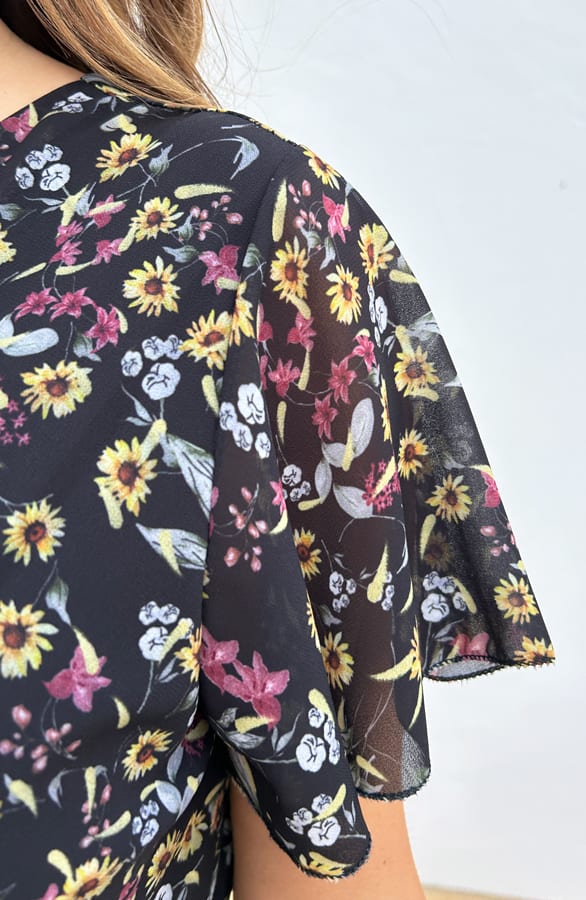 Flower Print Jurk Jasmine Zwart – shoparchief — foto 3