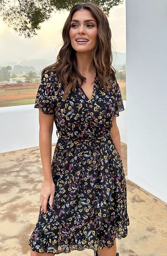 Flower Print Jurk Jasmine Zwart – shoparchief — foto 4