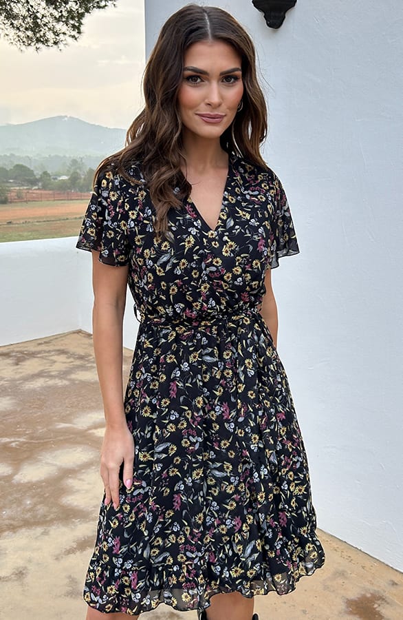 Flower Print Jurk Jasmine Zwart – shoparchief — foto 5