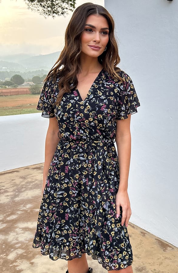 Flower Print Jurk Jasmine Zwart – shoparchief