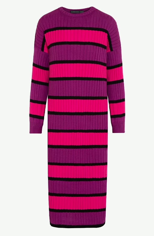 Gestreepte Sweater Dress Tracy Magenta – shoparchief