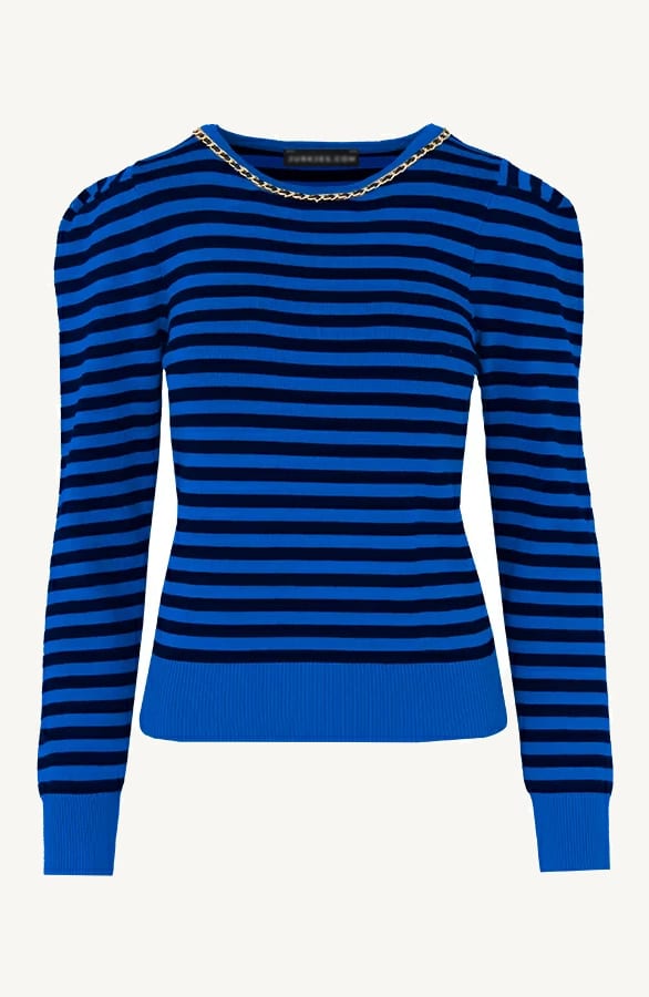 Gestreepte Trui Met Ketting Bodile Kobalt – shoparchief