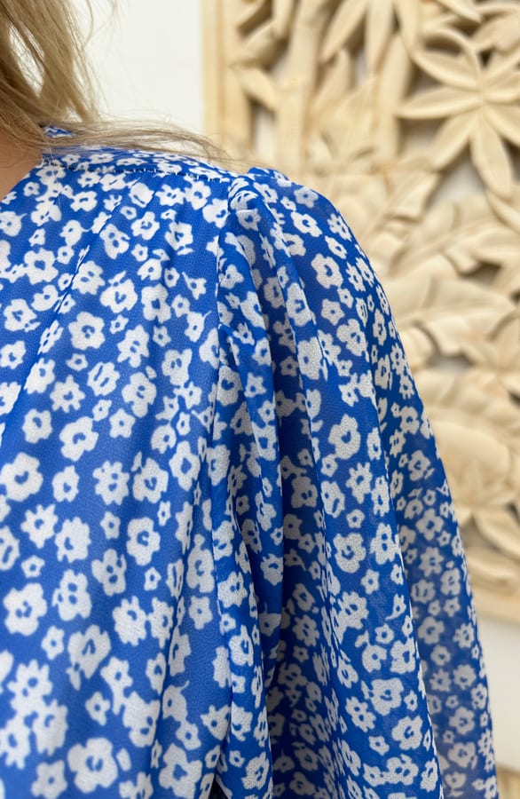 Getailleerde bloemenprint jurk Isa-May Blauw – shoparchief — foto 5