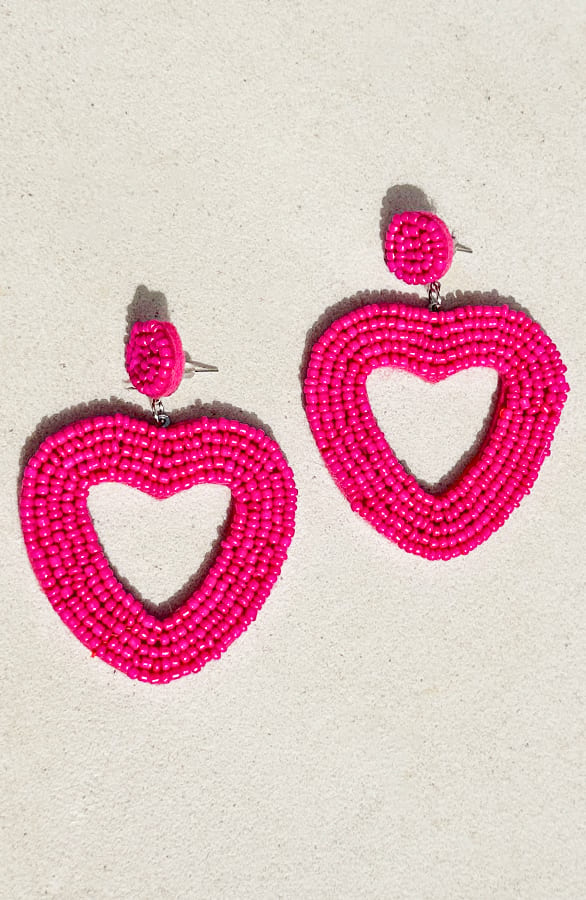 Hartjes Kralen Oorbellen Alba Fuchsia – shoparchief