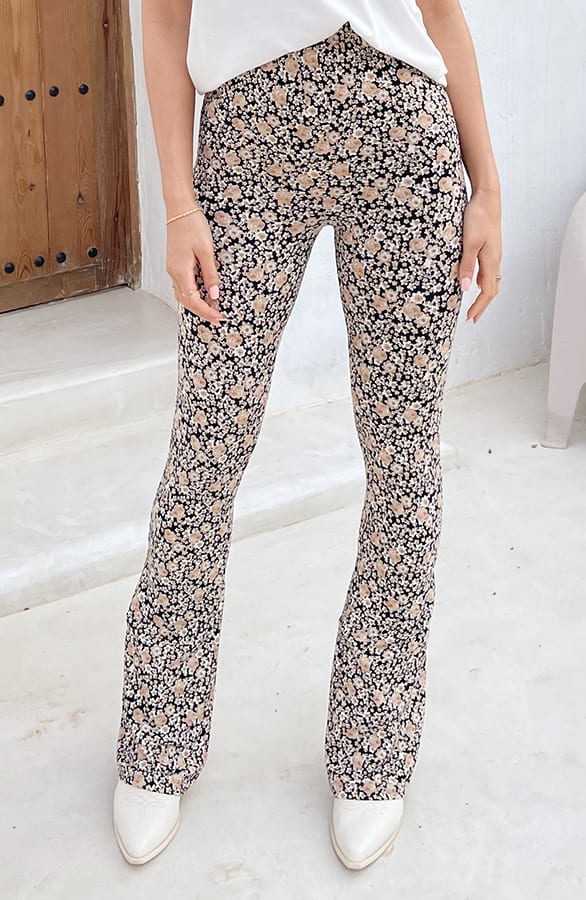 Janine Flared Broek Flower Dark Beige – shoparchief — foto 6