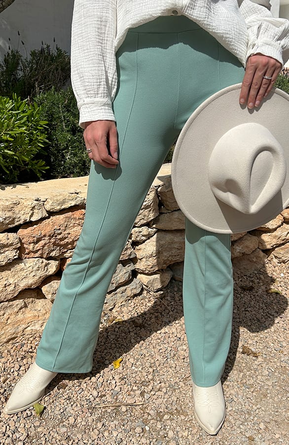 Janine Flared Broek Met Stiksel Mint – shoparchief — foto 2