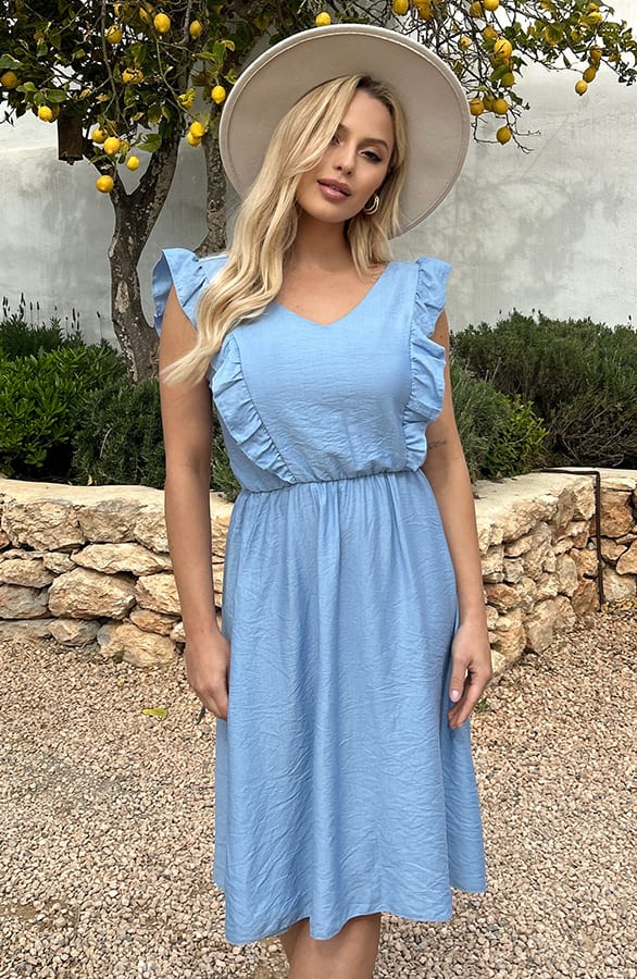 Katoenen Strik Jurk Madison Blauw – shoparchief — foto 4
