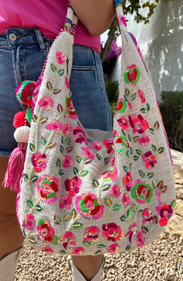 Linnen Rozen Tas Joelle Fuchsia – shoparchief — foto 2