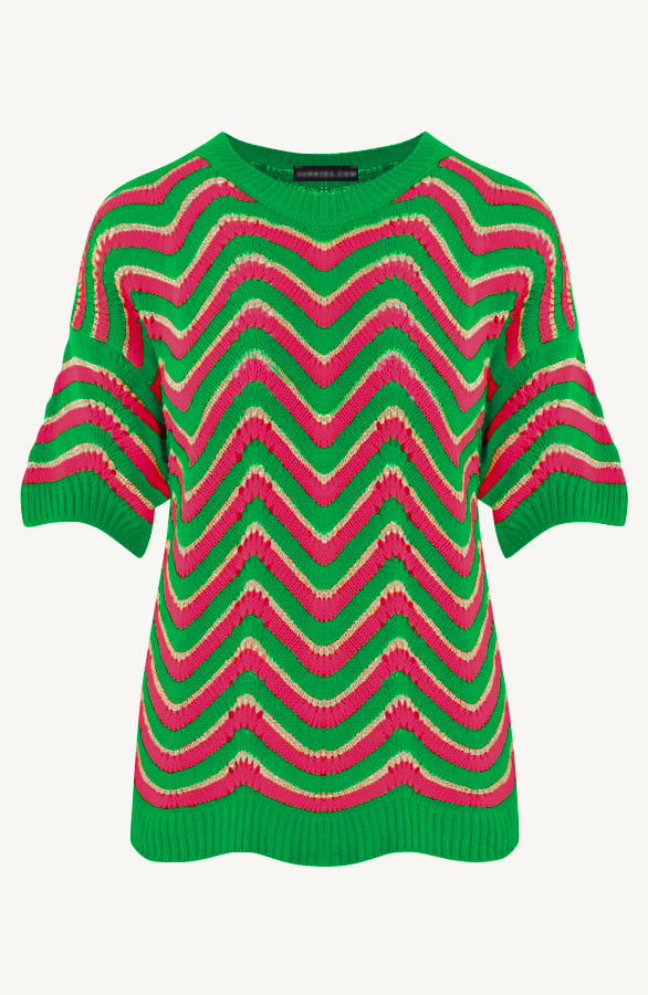 Lurex Zigzag Top Noély Bright Green Neon – shoparchief