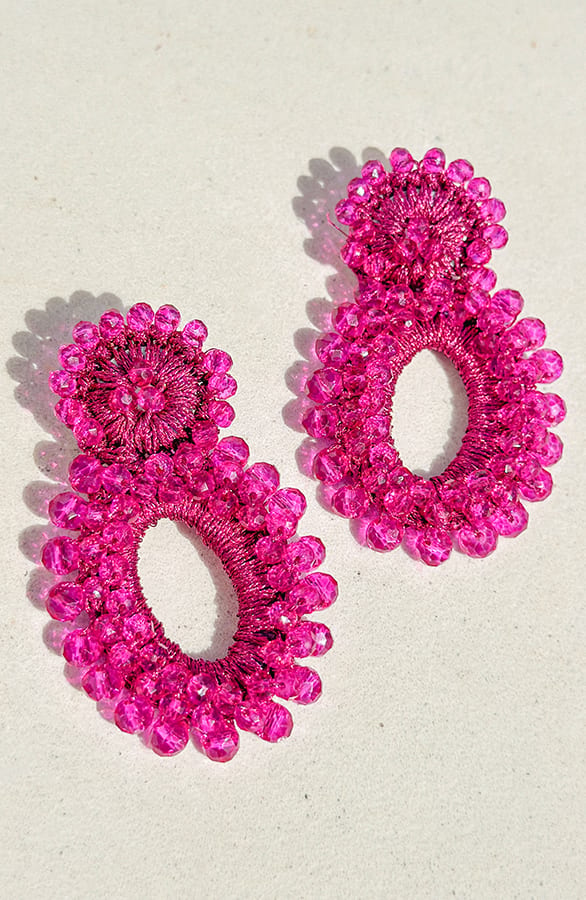 Luxe Crystal Oorbellen Denise Fuchsia – shoparchief