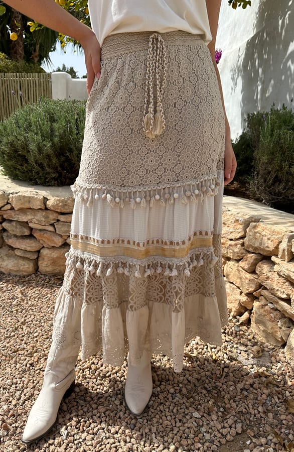 Maxi Rok Bohemian Jamie-May Beige – shoparchief