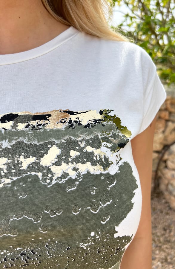 Metallic Print Top Kaia Army – shoparchief — foto 10