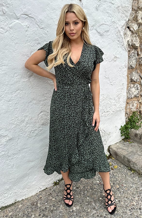 Midi Jurk Flower Jenny Army – shoparchief — foto 4