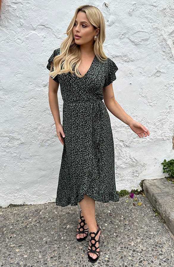 Midi Jurk Flower Jenny Army – shoparchief — foto 5