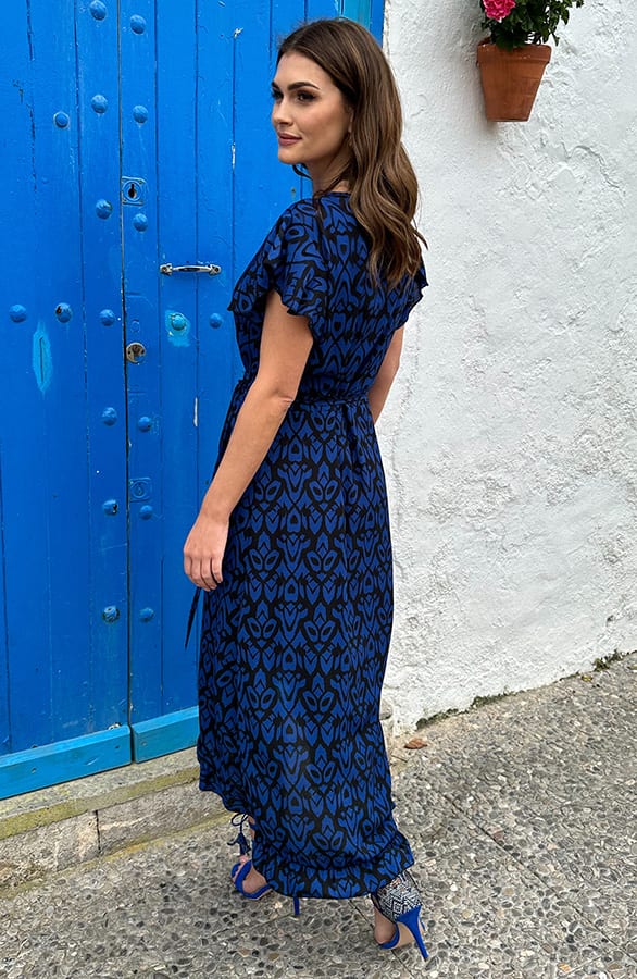 Midi Jurk Overslag Jenny Kobalt – shoparchief — foto 4