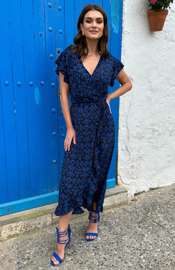 Midi Jurk Overslag Jenny Kobalt – shoparchief — foto 2