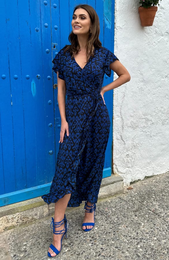 Midi Jurk Overslag Jenny Kobalt – shoparchief — foto 3