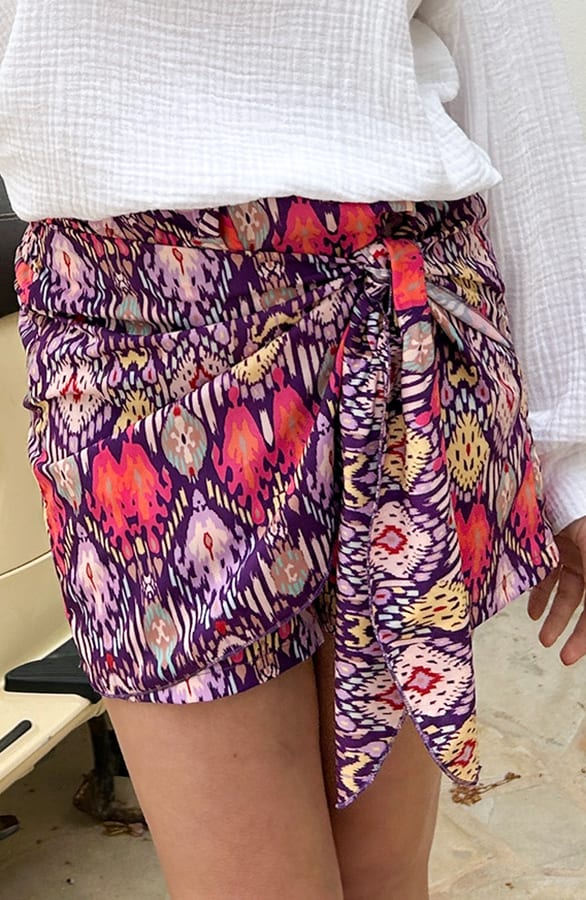Overslag Print Skort Saar Paars – shoparchief