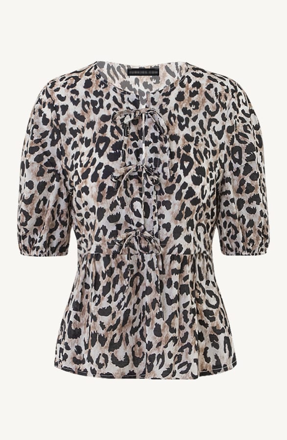 Peplum Pofmouwen Leopard Top Bodi – shoparchief