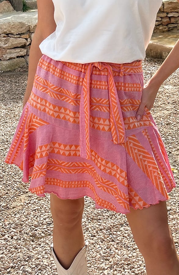 Print Skort Evita Pink Orange – shoparchief