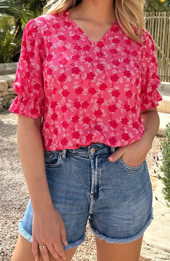 Print Top Pofmouw Aisha Fuchsia – shoparchief
