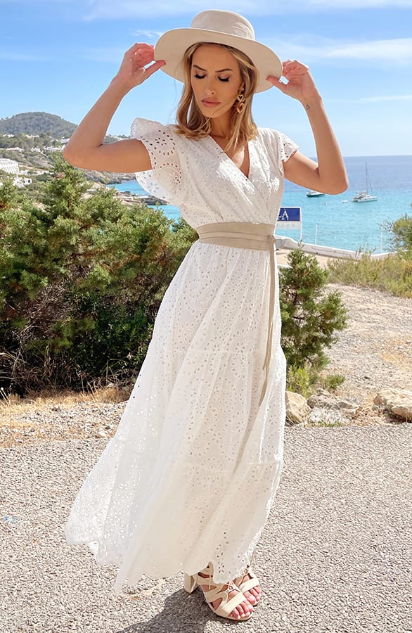 Romantic Embroidery Maxi Dress Vivian Ecru – shoparchief