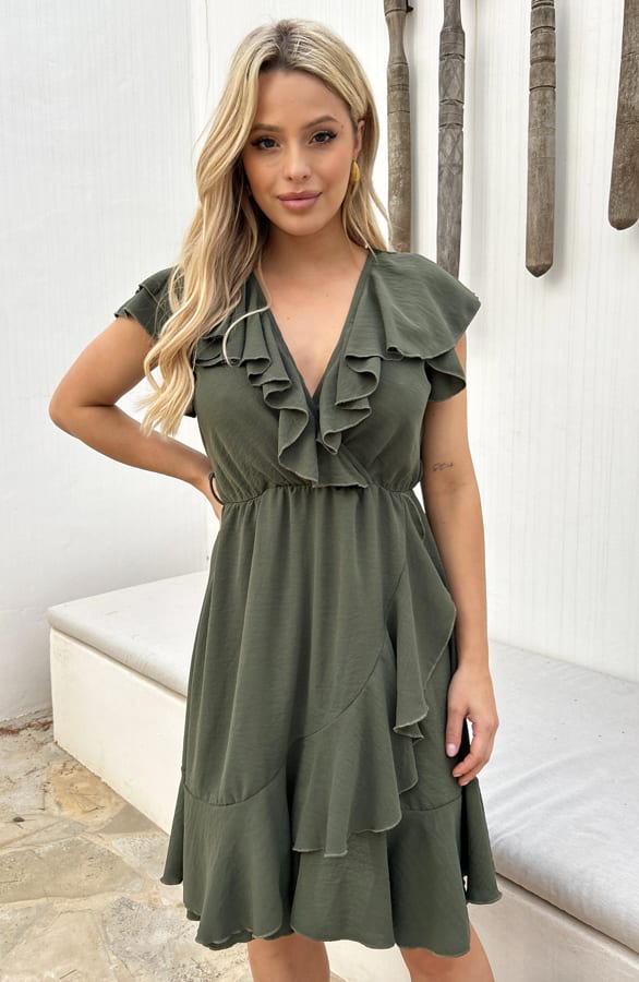 Ruches Jurk Sasha Army – gelegenheid