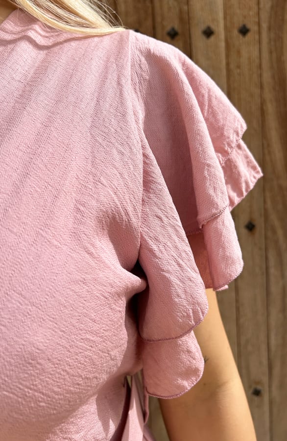 Ruffle Jurk Met Riem Nora Roze – shoparchief — foto 8