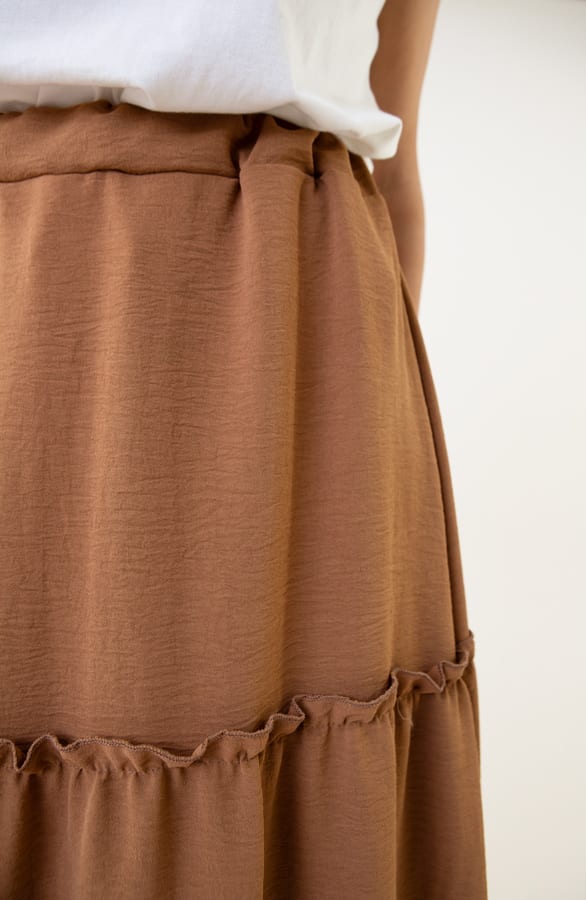 Ruffle Maxi Rok Abby Camel – shoparchief — foto 6