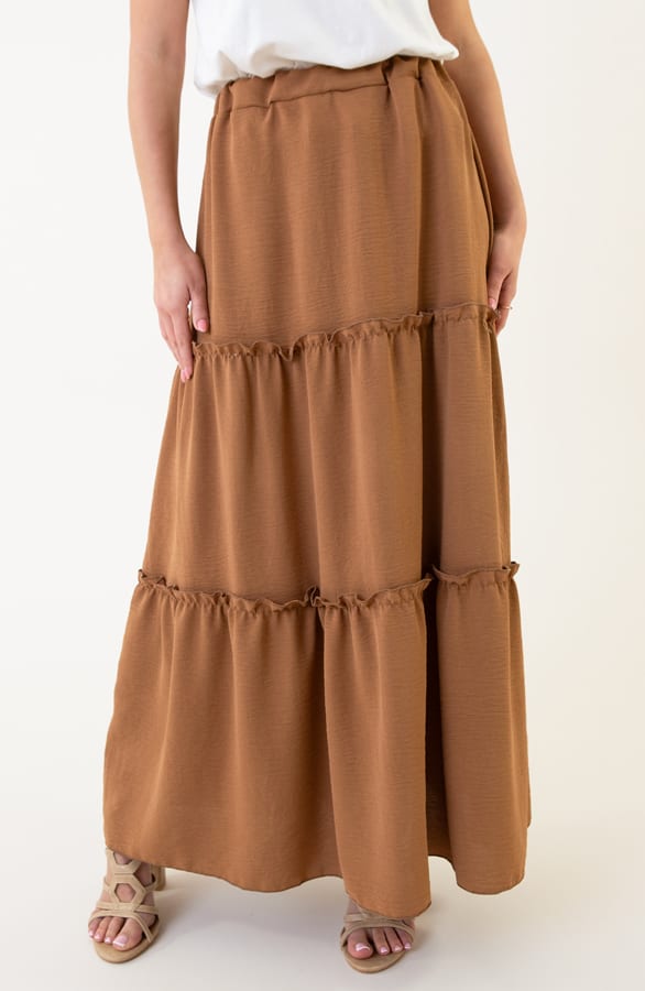 Ruffle Maxi Rok Abby Camel – shoparchief