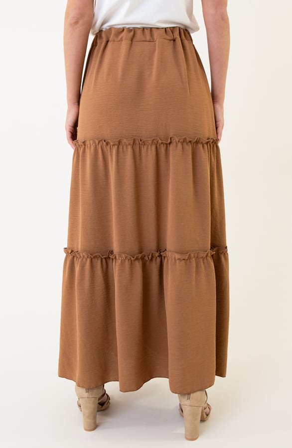 Ruffle Maxi Rok Abby Camel – shoparchief — foto 3