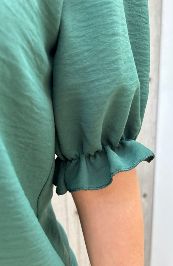 Short Sleeve Ruches Blouse Vaya Emerald – shoparchief — foto 5