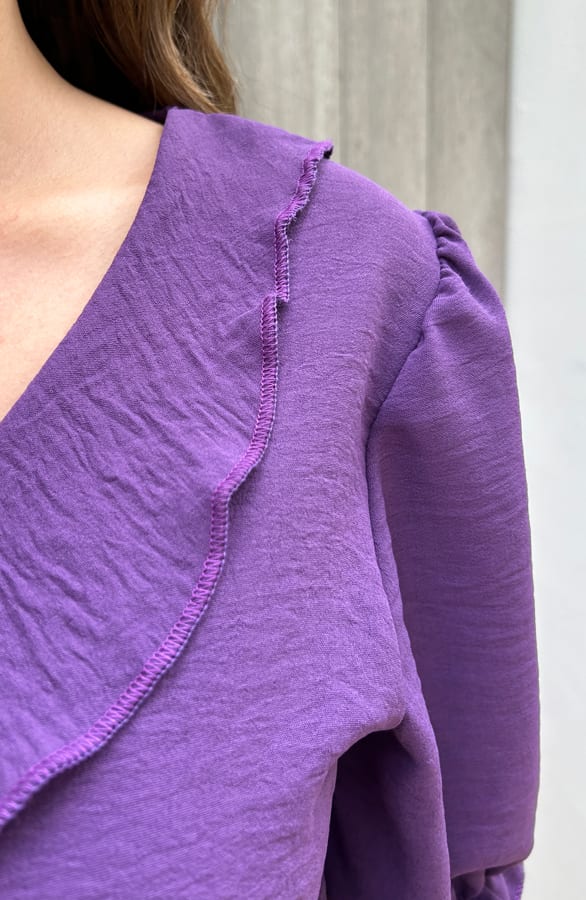 Short Sleeve Ruches Blouse Vaya Paars – shoparchief — foto 5