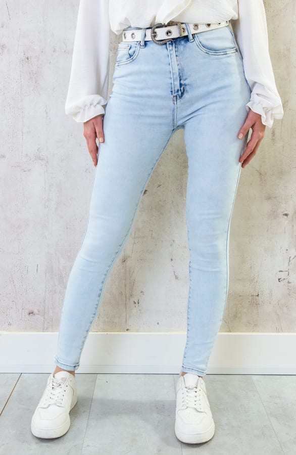 Hoge Taille Broek Izzy Bleached Blue – shoparchief