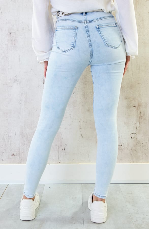Hoge Taille Broek Izzy Bleached Blue – shoparchief — foto 3