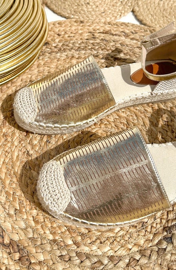 Suède Espadrilles Sunna Metallic Goud – shoparchief