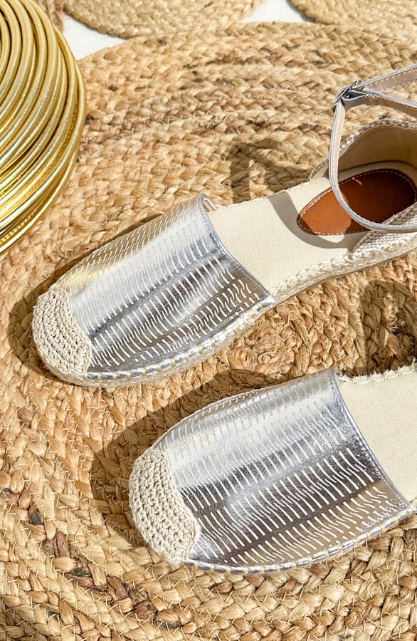 Suède Espadrilles Sunna Metallic Zilver – shoparchief