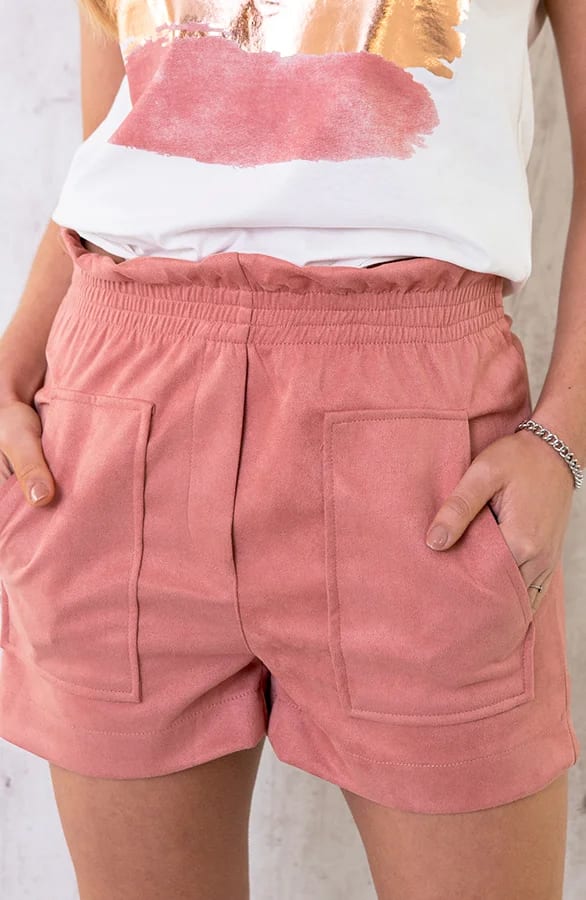 Suede Pocket Short Shelly Dust Roze – shoparchief