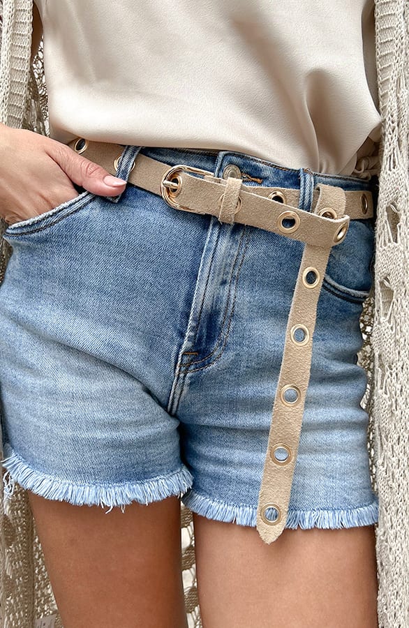 Suede Riem Met Ringen Fay Beige – shoparchief — foto 2