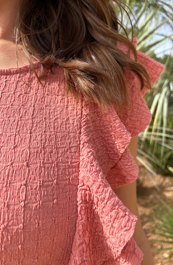 Textured Ruches Jurk Leah Light Peach – shoparchief — foto 7